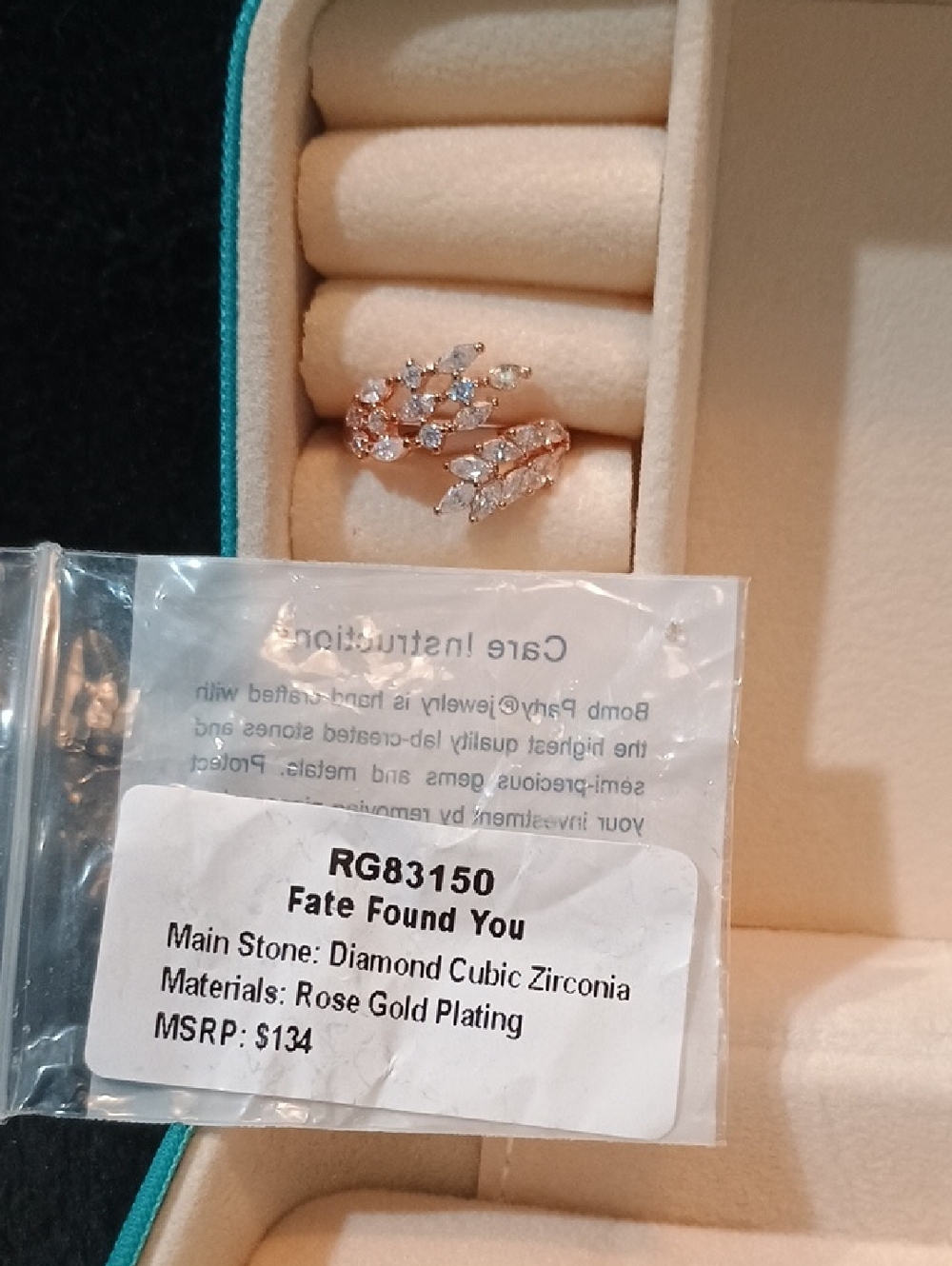 Rose Gold Plated Leaf Cluster Ring - Pink/Gold